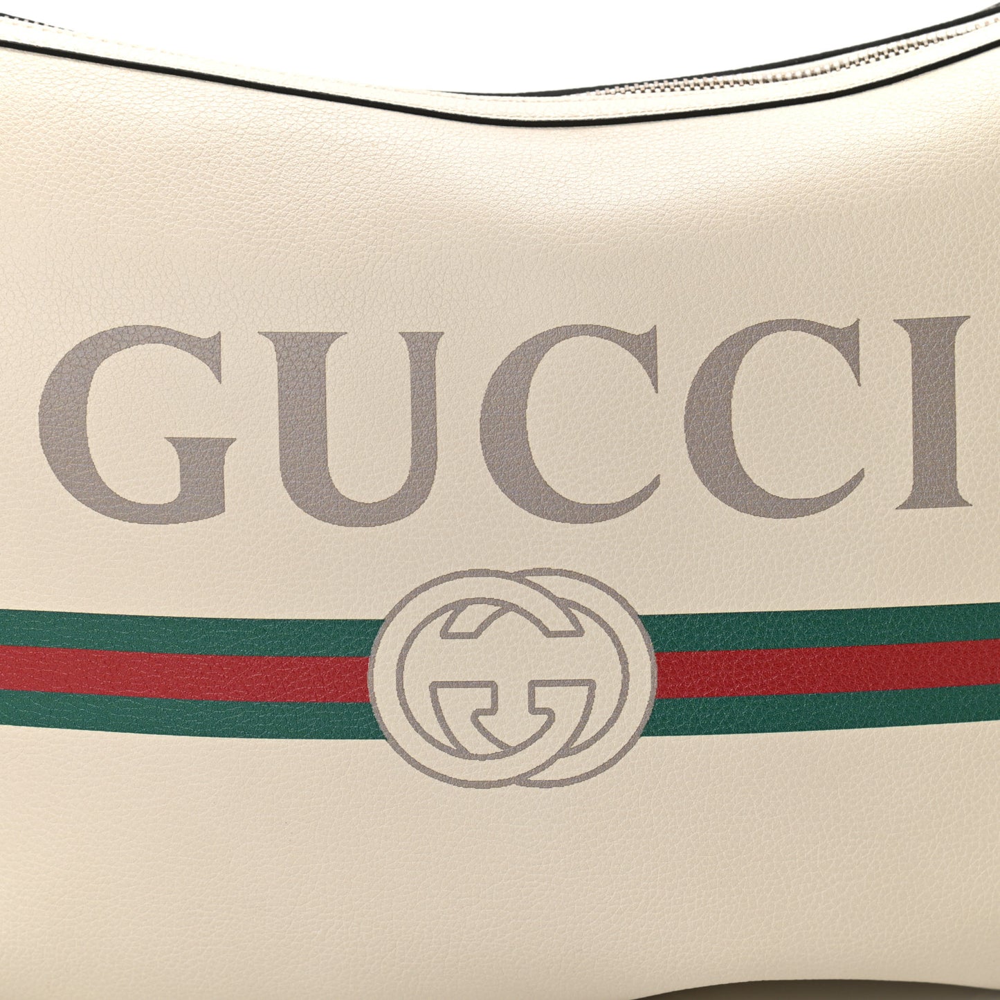 Grained Calfskin Logo Half Moon Hobo White