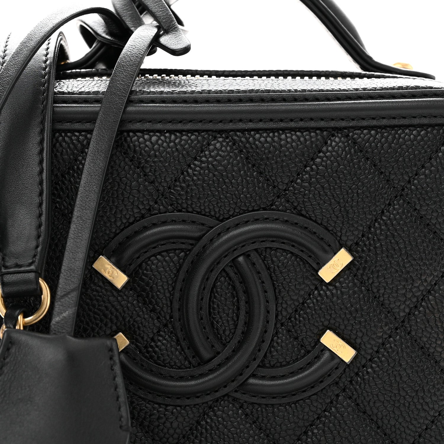 Chanel Caviar Quilted Small CC Filigree Vanity Case Black 8 of 10
