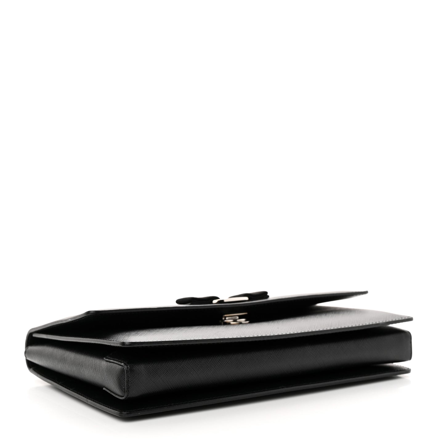 Hammered Calfskin Vara Bow Chain Flap Crossbody Black