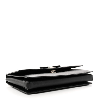 Salvatore Ferragamo Hammered Calfskin Vara Bow Chain Flap Crossbody Black 4 of 12