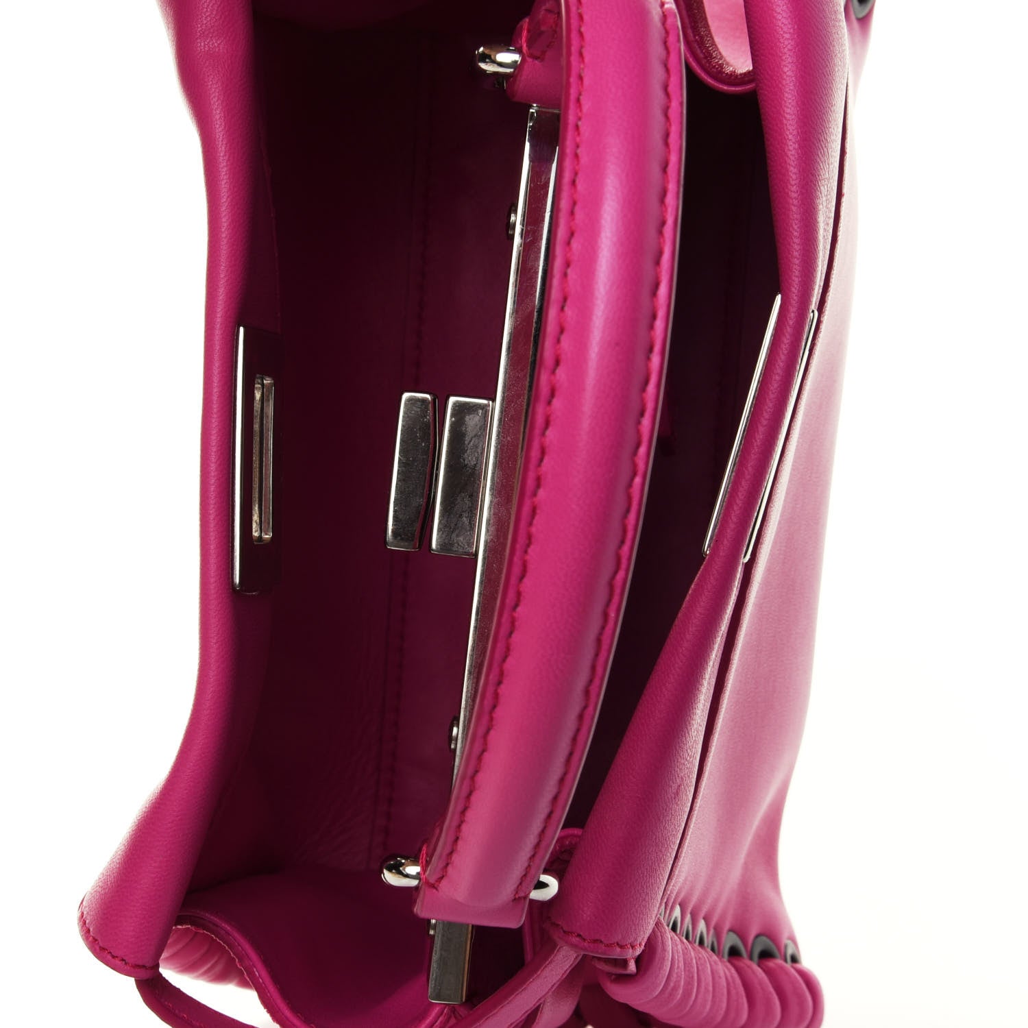 Fendi Nappa Lace Up Mini Peekaboo Iconic Satchel Geranio 4 of 4