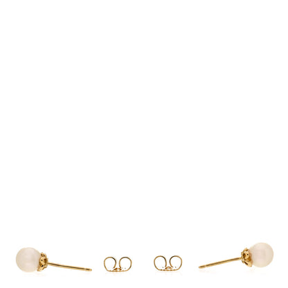 Tiffany 18K Yellow Gold Diamond Akoya Pearl 6.5-7mm Signature Earrings 3 of 4