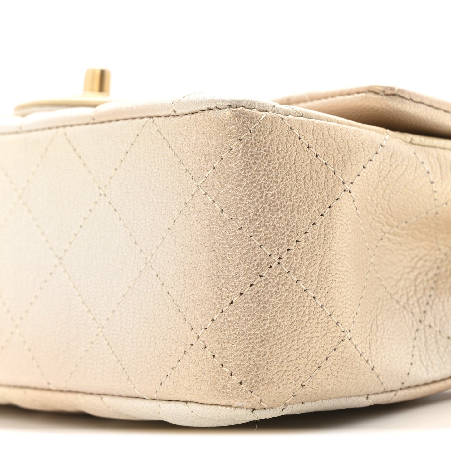 Metallic Goatskin Quilted Mini Rectangular Flap Gold