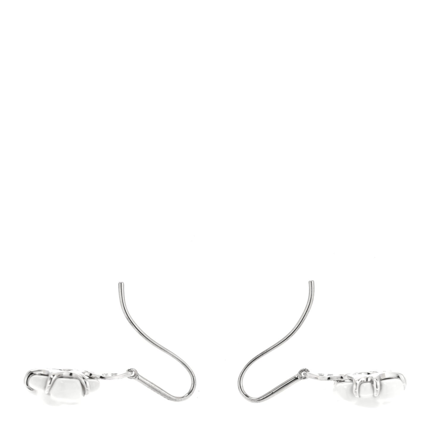 18K White Gold Diamond White Agate Camelia Sculpte Drop Earrings