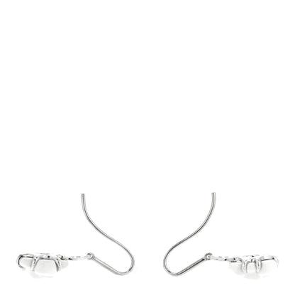 Chanel 18K White Gold Diamond White Agate Camelia Sculpte Drop Earrings 3 of 5