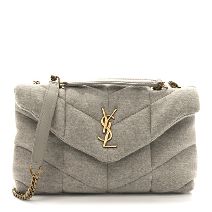 Saint Laurent Jersey Quilted Toy Loulou Puffer Monogram Chain Satchel Chalk Beige 1 of 10