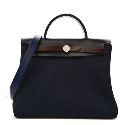 Hermes Military Toile Vache Hunter Herbag Zip 31 PM Bleu Marine Bleu Saphir Black 3 of 9