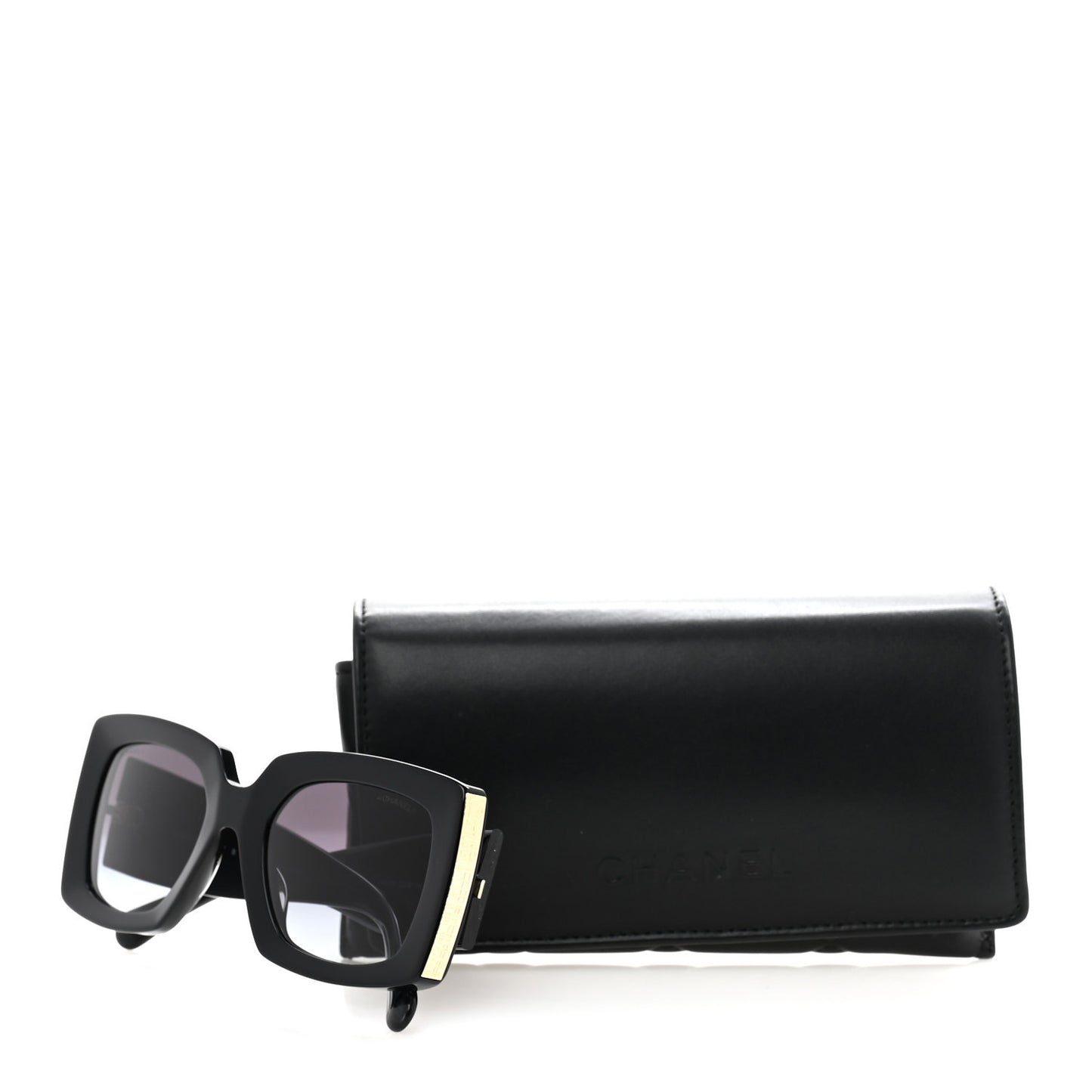 Acetate Rectangle Sunglasses 5435-A Black