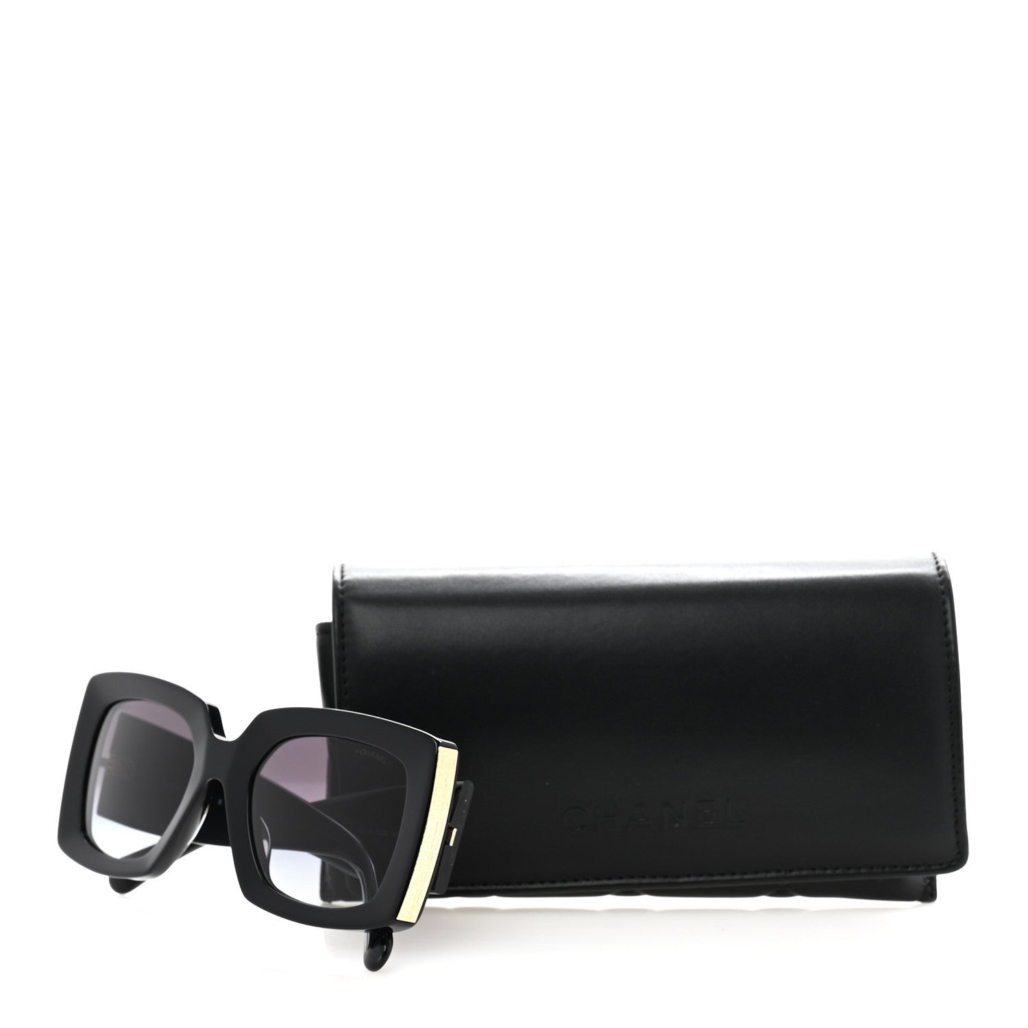 Chanel Acetate Rectangle Sunglasses 5435-A Black 9 of 9