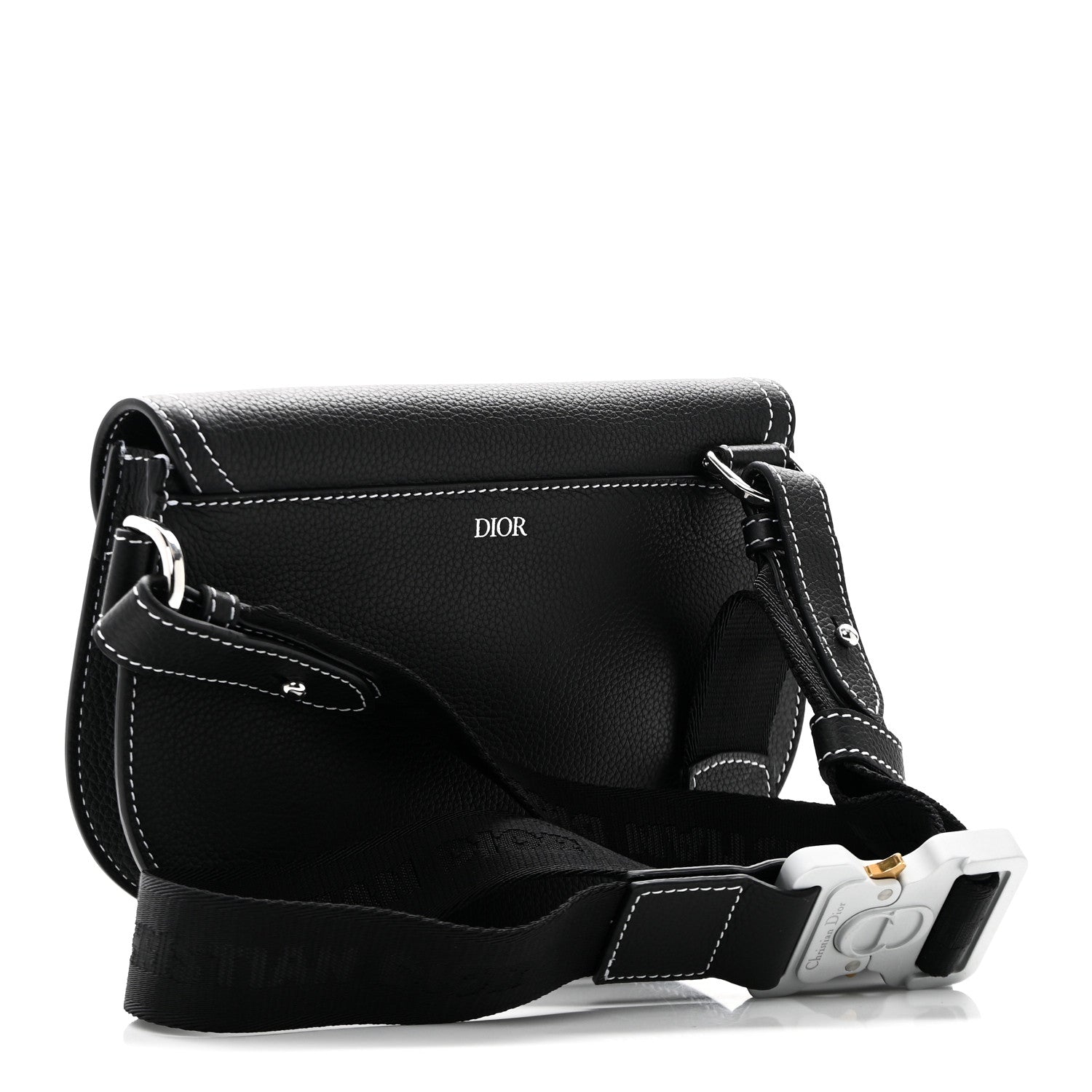 Christian Dior X KAWS Grained Calfskin Saddle Pouch Black 1800629