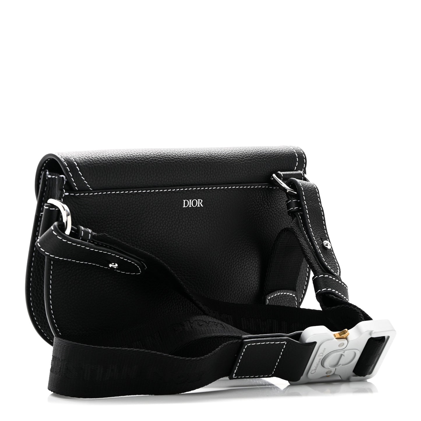 X KAWS Grained Calfskin Saddle Pouch Black