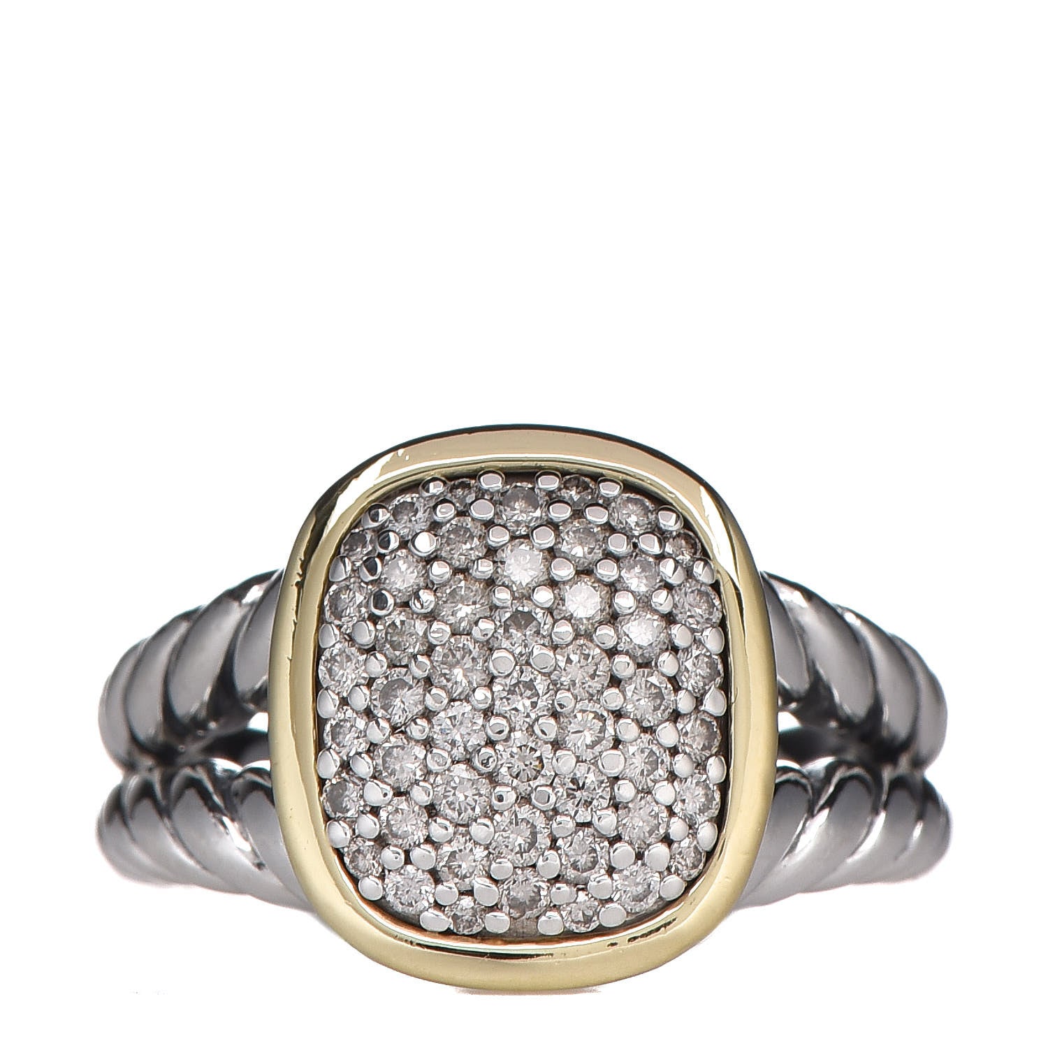 David Yurman Sterling Silver 18K Yellow Gold Diamond Noblesse Ring 56 7.5 1 of 6