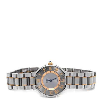 Cartier Stainless Steel 18K Yellow Gold 28mm Must De 21 Quartz Watch 2 of 7