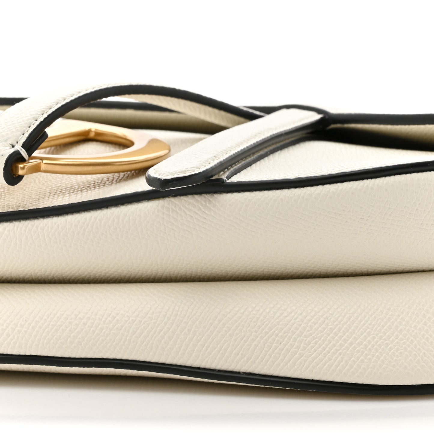 Grained Calfskin Saddle Bag With Strap Latte