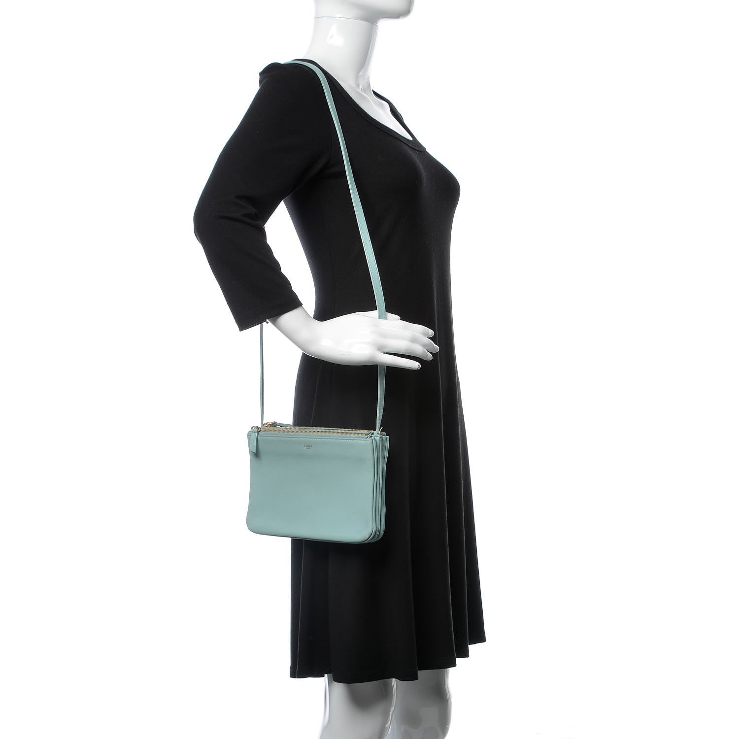 Celine Smooth Lambskin Small Trio Crossbody Bag Jade 2 of 16