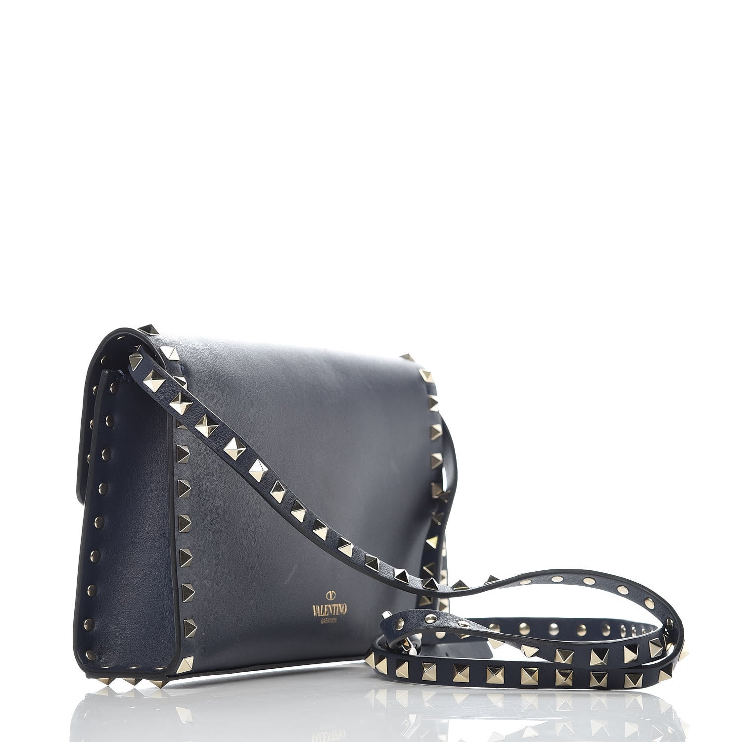 Valentino Garavani Vitello Medium Rockstud Flip Lock Crossbody Bag Pure Blue 3 of 11