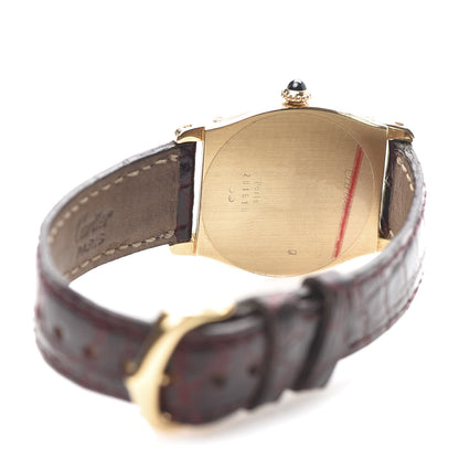 Cartier 18K Yellow Gold Alligator 26mm Tortue Manual Winding Watch Burgundy 5 of 7