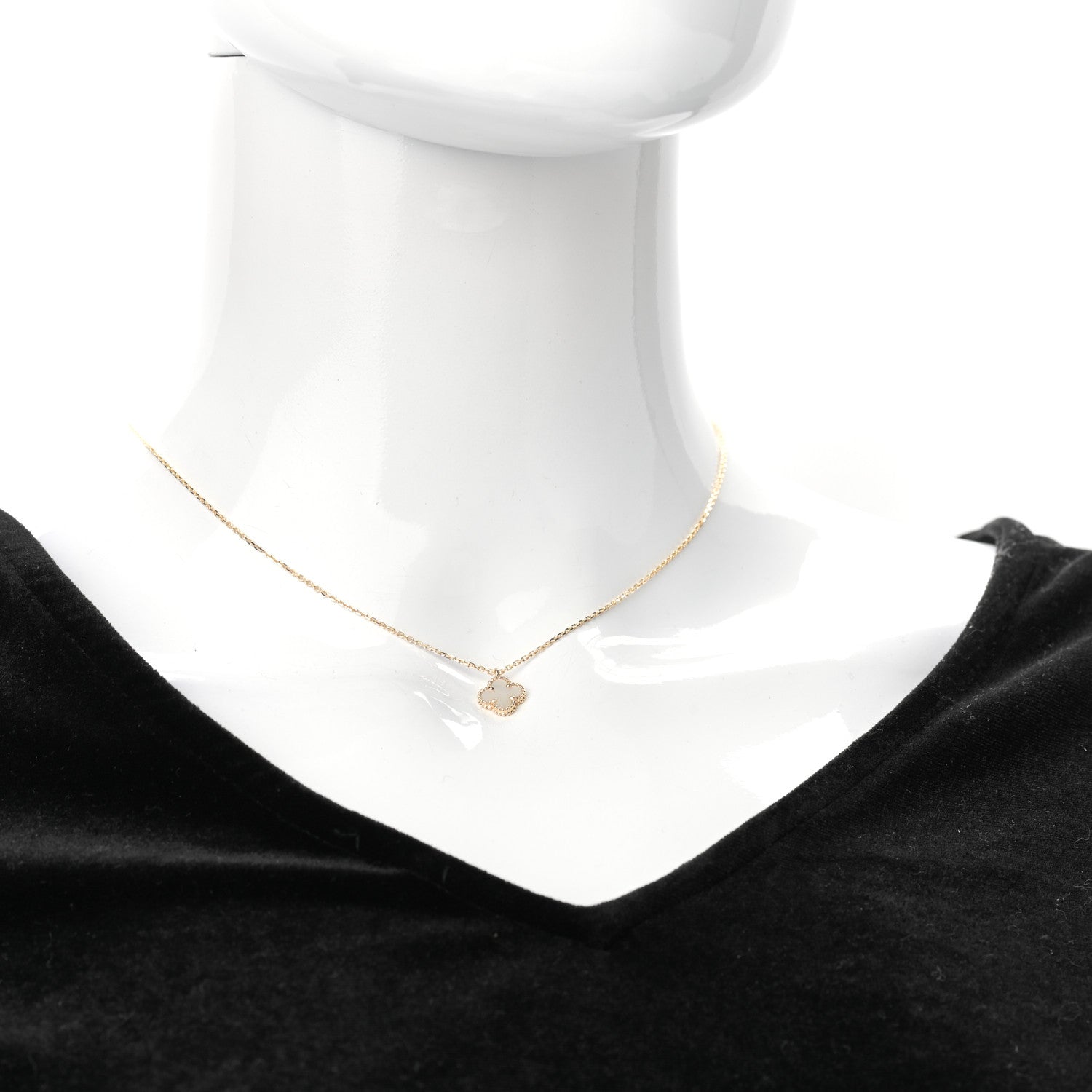 Van Cleef & Arpels 18K Yellow Gold Mother of Pearl Sweet Alhambra Pendant Necklace 2 of 7