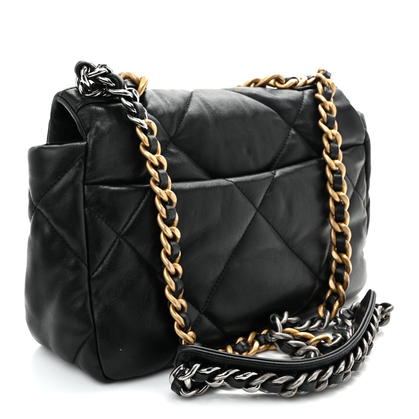 Lambskin Quilted Medium Chanel 19 Flap Black