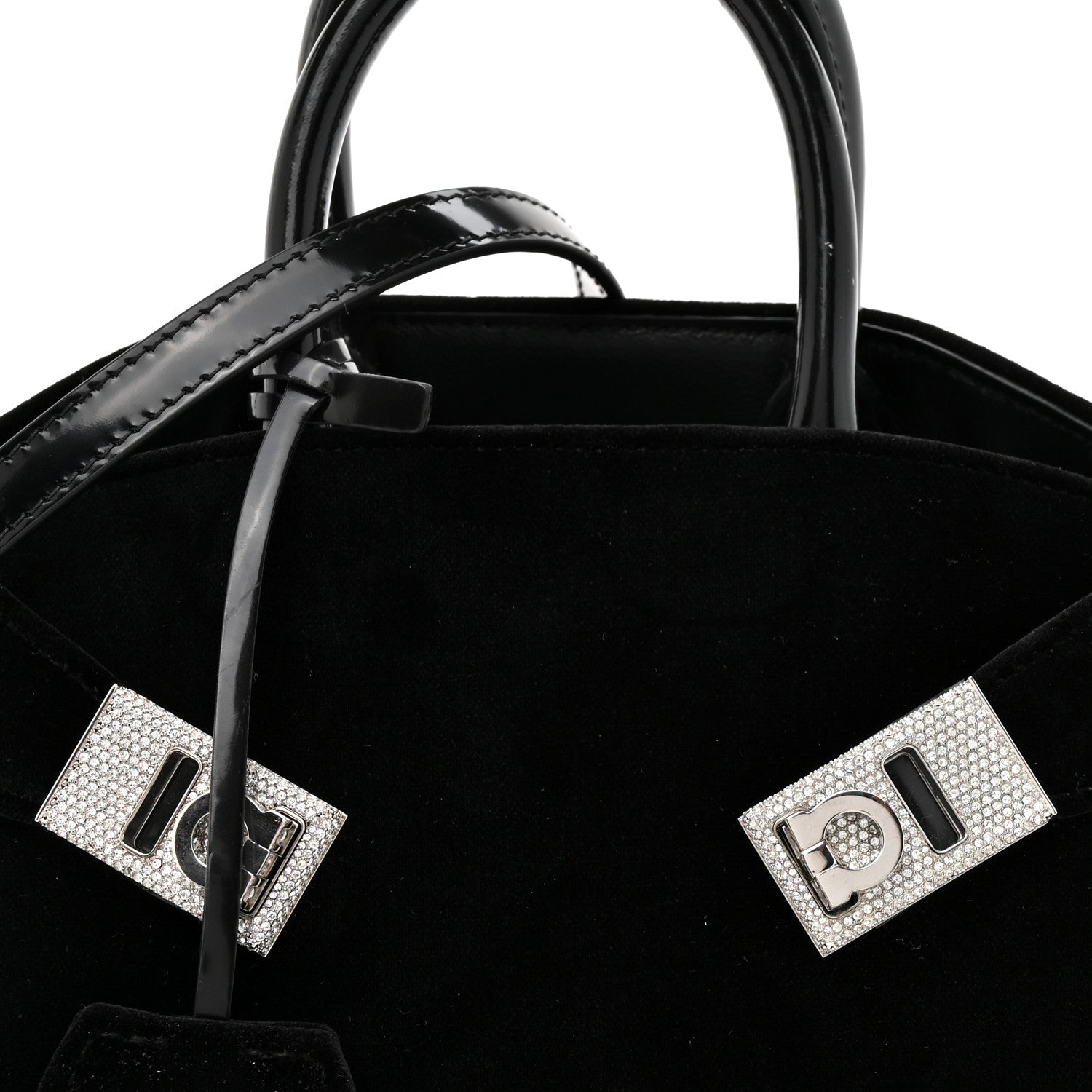 Salvatore Ferragamo Velvet Strass XS Hug Bag Black 7 of 10