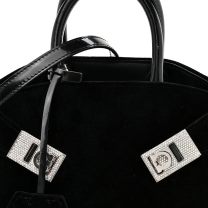 Salvatore Ferragamo Velvet Strass XS Hug Bag Black 7 of 10