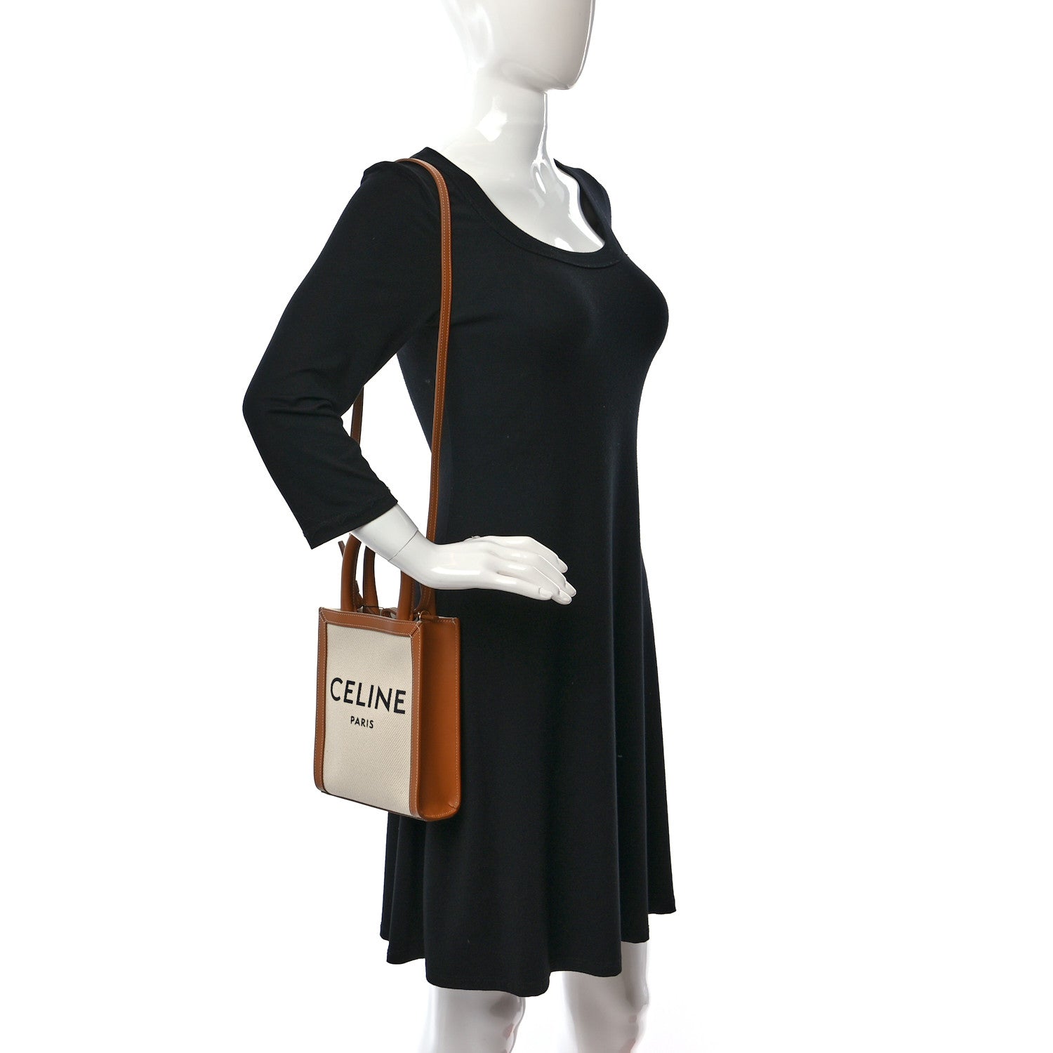 Celine Canvas Calfskin Mini Vertical Cabas Natural Tan 3 of 8