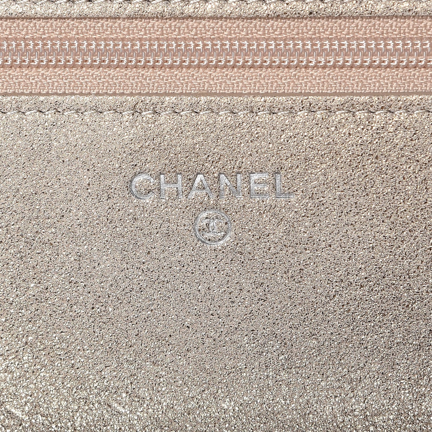 Iridescent Calfskin Quilted Wallet on Chain WOC Gold