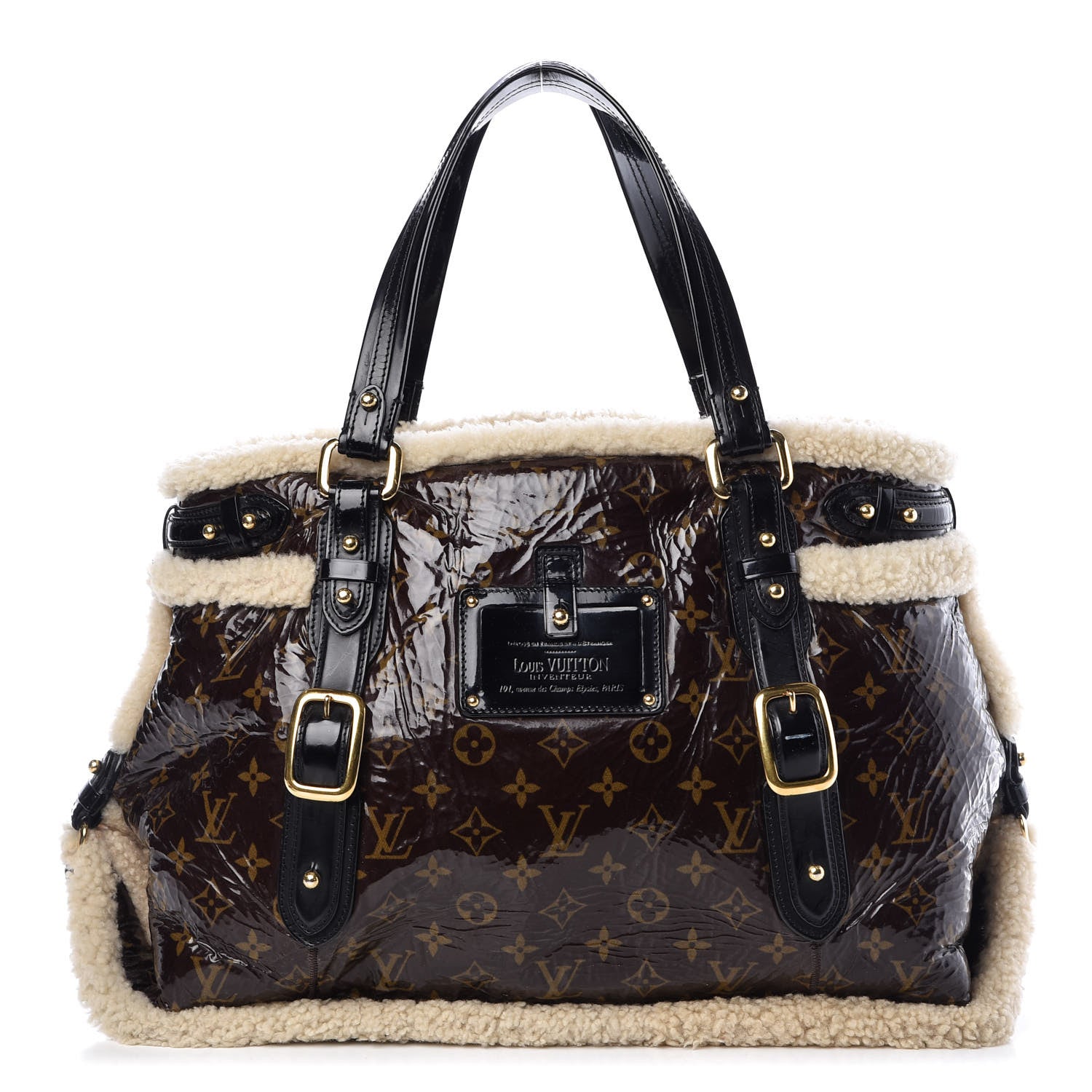 Louis Vuitton Patent Monogram Shearling Sac Thunder 1 of 11