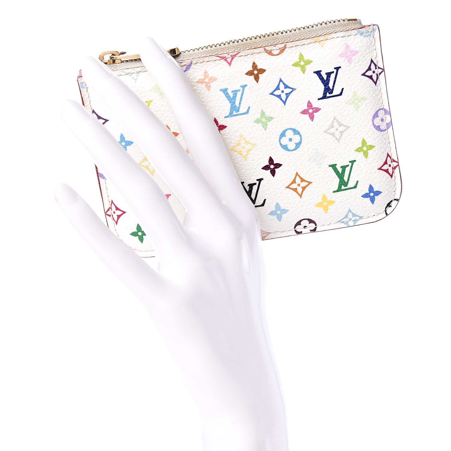 Louis Vuitton Monogram Multicolor Key Pouch White Litchi 2 of 12