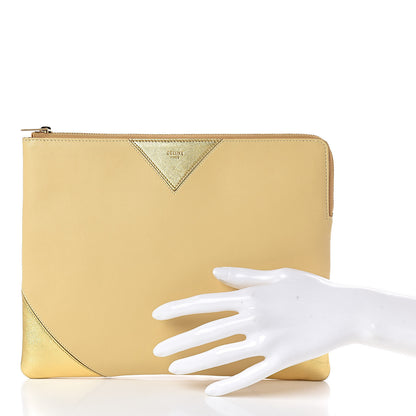 Celine Metallic Lambskin Bi-Color Coeur Ipad Clutch Gold 2 of 9