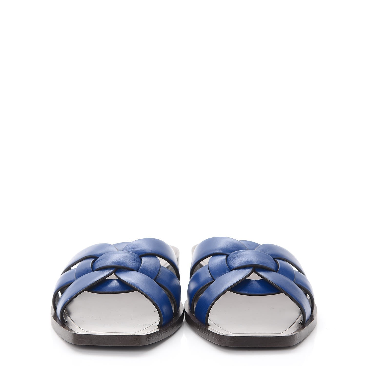 Saint Laurent Calfskin Nu Pied 05 Slide Sandals 37 Blue Majorelle 2 of 9
