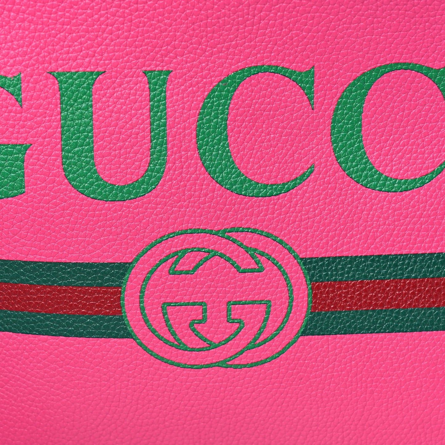 Pebbled Calfskin Medium Logo Portfolio Clutch Box Pink Green
