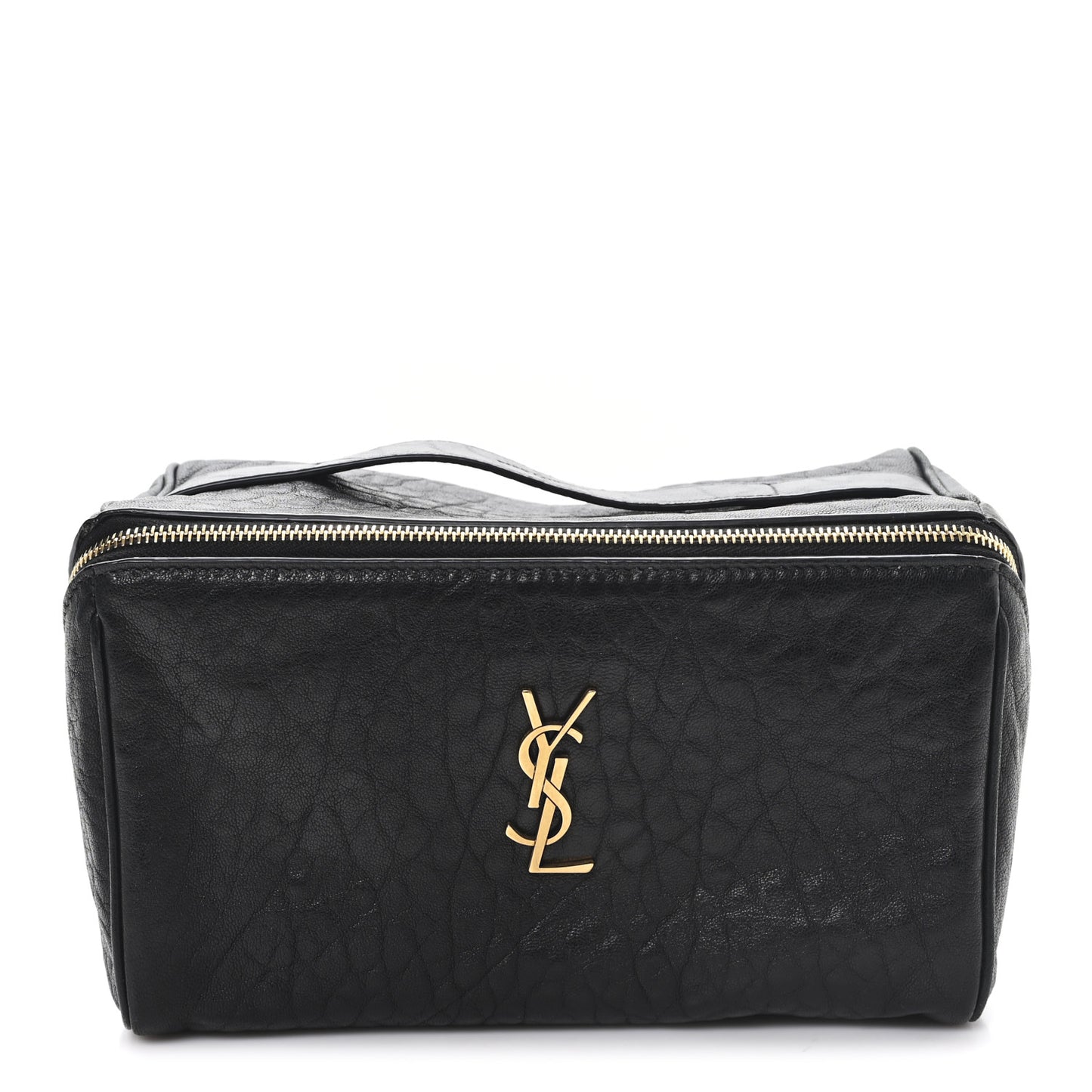 Grained Lambskin Cosmetic Pouch Black