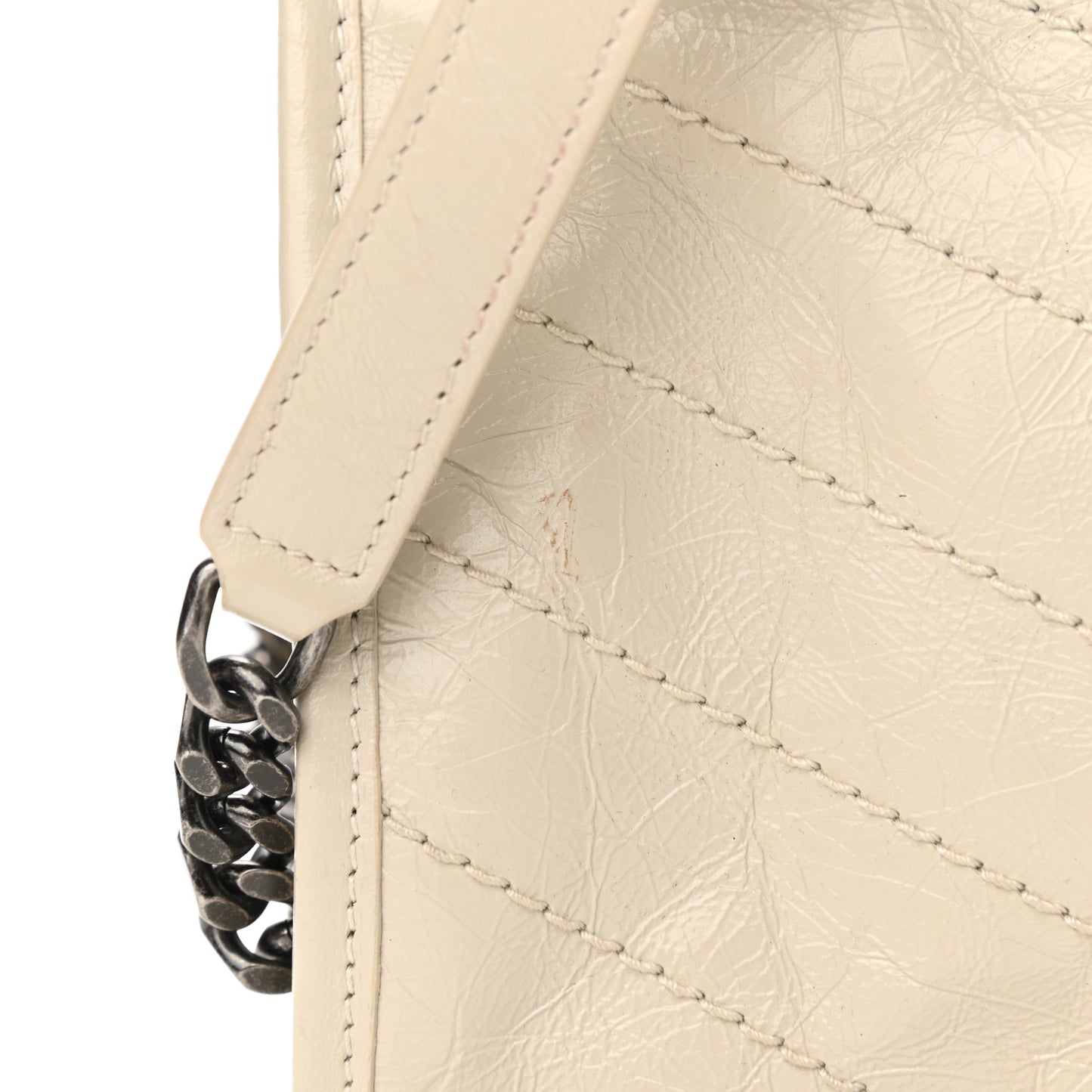 Crinkled Calfskin Matelasse Monogram Medium Niki Shopper Tote Crema Soft