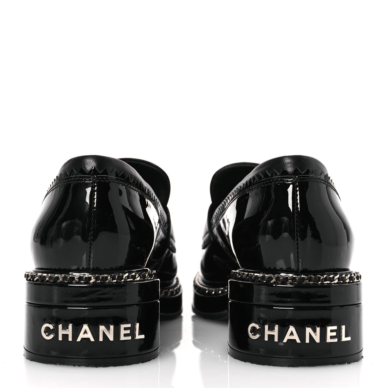 Chanel Patent Lambskin CC Chain Mocassin Loafers 37 Black 6 of 11