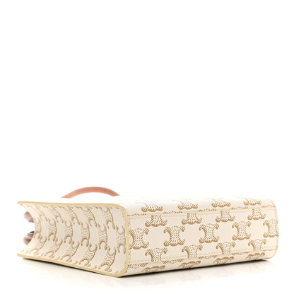 Celine Triomphe Canvas Calfskin Mini Vertical Cabas White 4 of 9