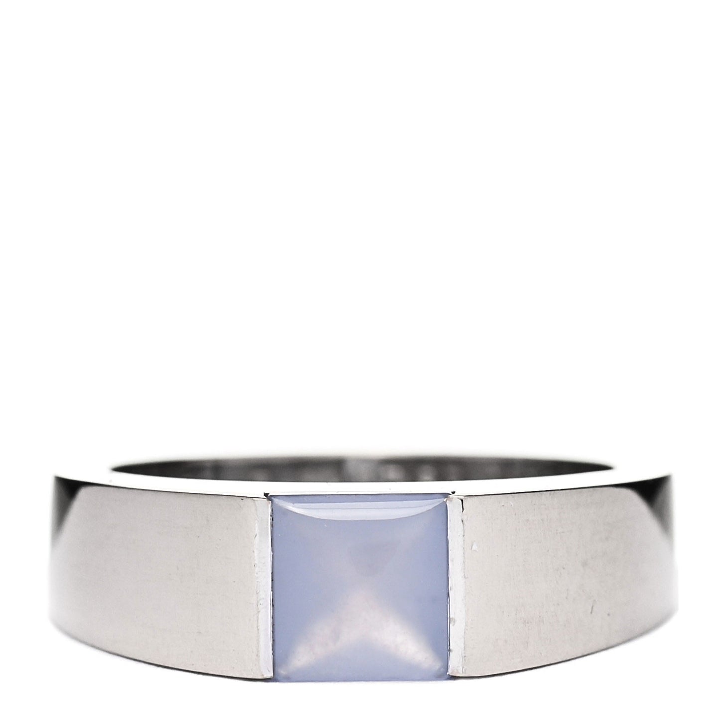 18K White Gold Chalcedony Tank Ring 50 5.25