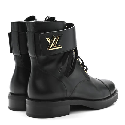 Louis Vuitton Calfskin Wonderland Flat Ranger Boots 37 Black 5 of 8