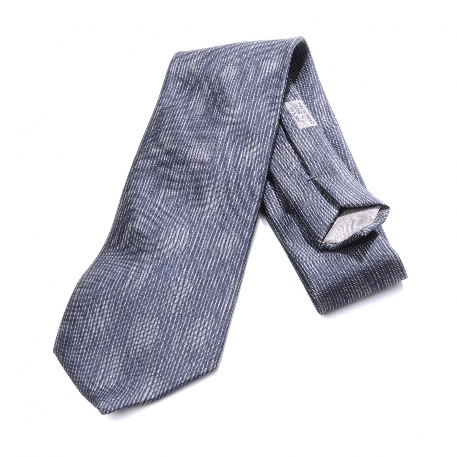 Hermes Mens Twill Silk Neck Tie Noir and Gris 1 of 8