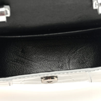 Balenciaga Metallic Calfskin Crocodile Embossed Hourglass Top Handle Bag Mini Silver 5 of 9