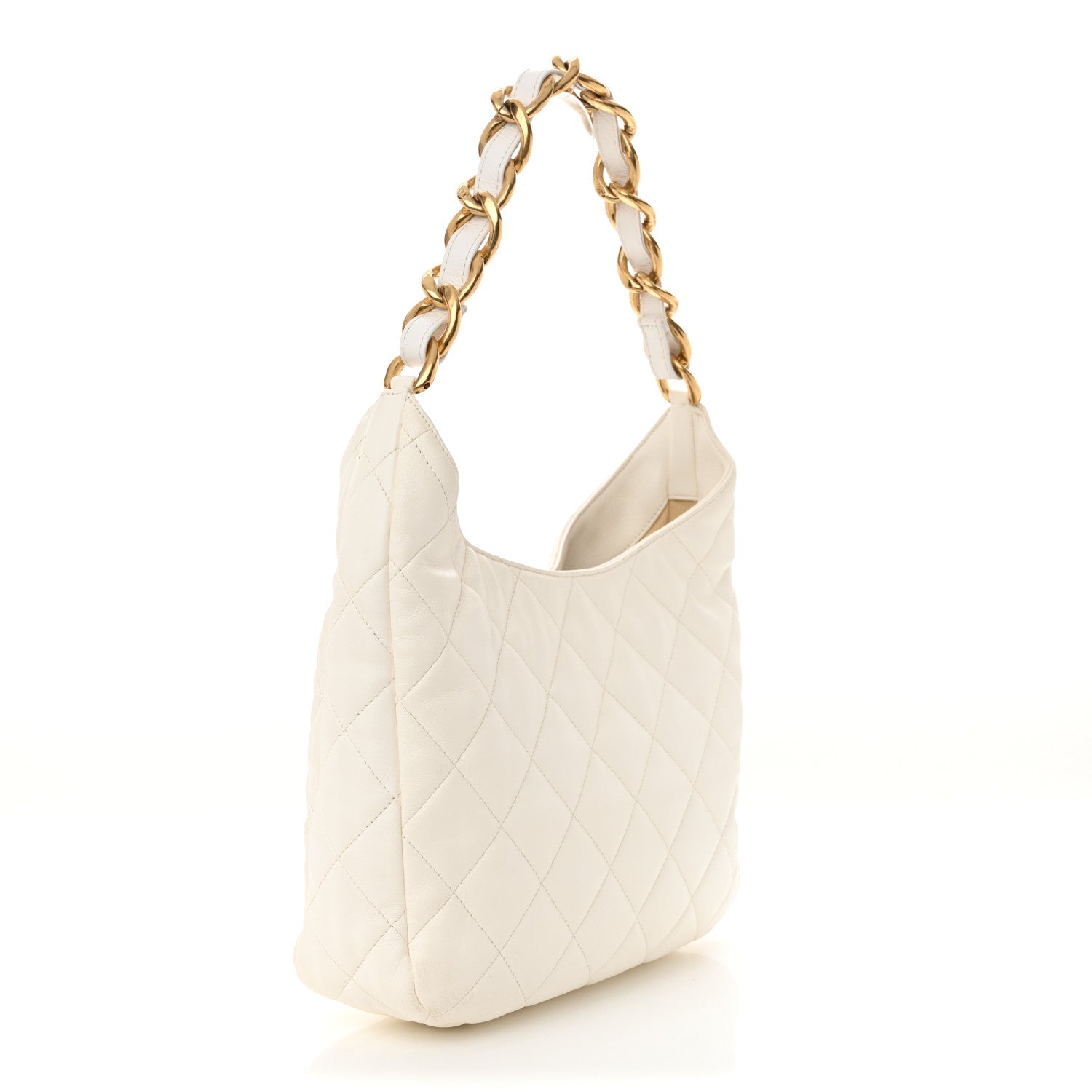 Chanel Lambskin Quilted Large CC Funky Town Hobo White 3 of 11