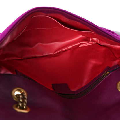 Gucci Velvet Matelasse Medium GG Marmont Shoulder Bag Fuchsia Violet Cyclamen 5 of 10
