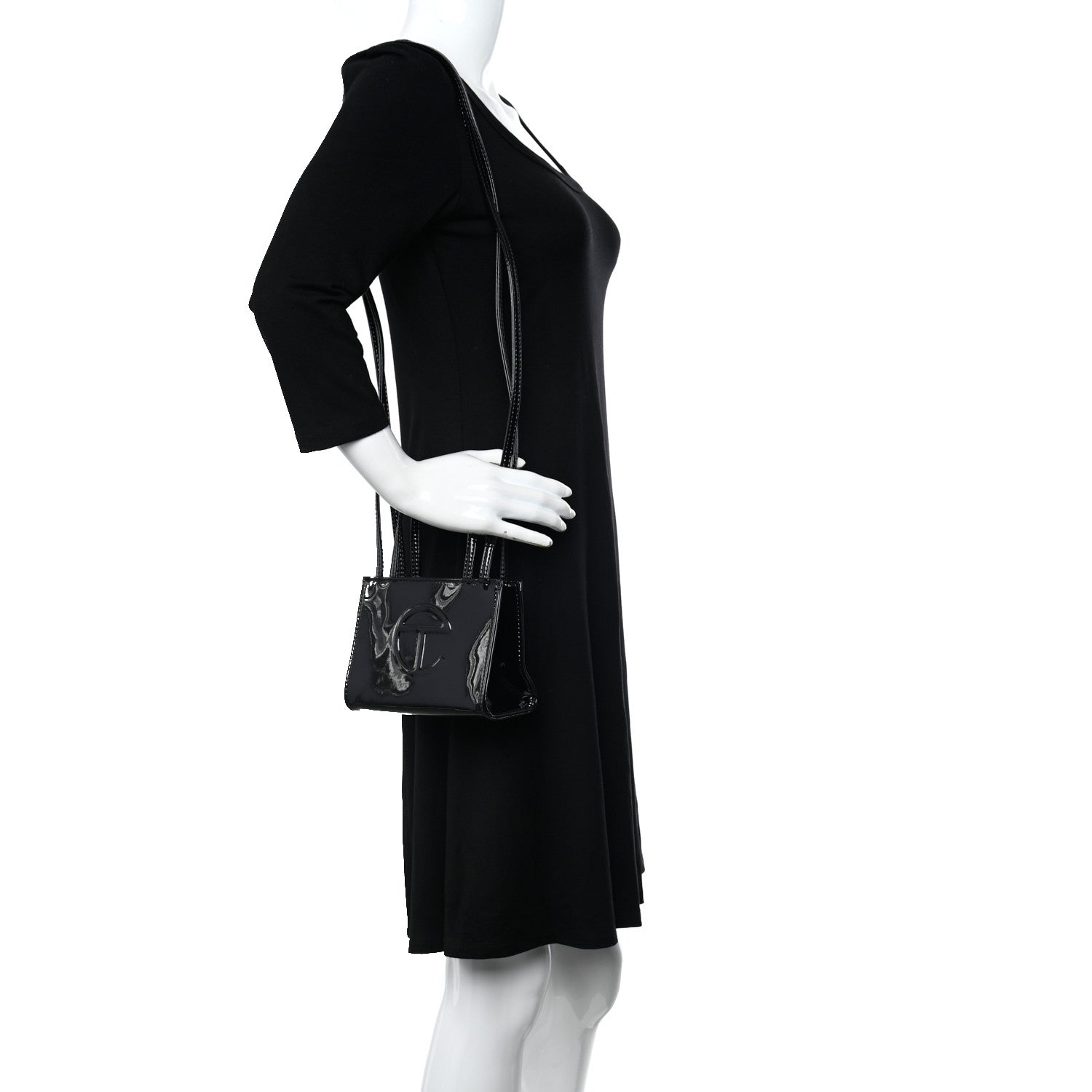 Telfar Patent Vegan Leather Small Shopping Bag Black 2 of 10