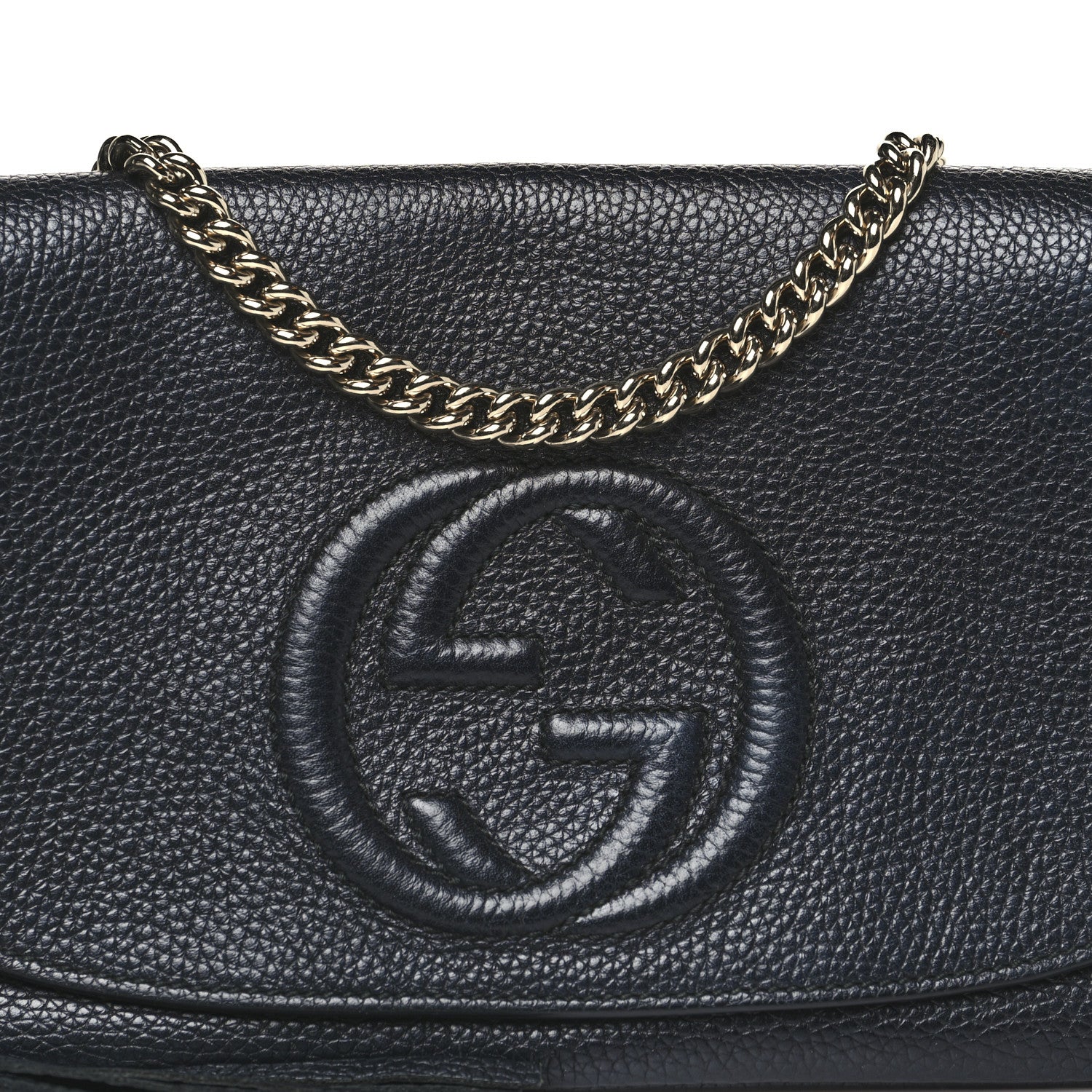 Gucci Pebbled Calfskin Medium Soho Flap Crossbody Black 8 of 10