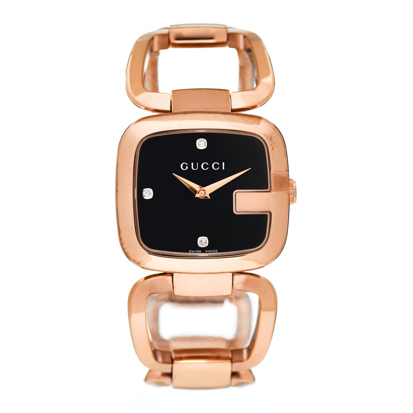 Stainless Steel Diamond 32mm G-Gucci Square Quartz Watch Black