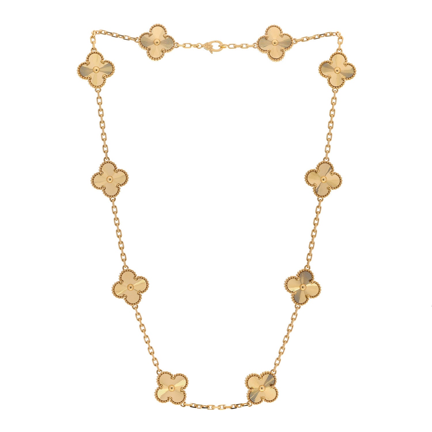 Van Cleef & Arpels 18K Yellow Gold 10 Motifs Guilloche Vintage Alhambra Necklace 3 of 7