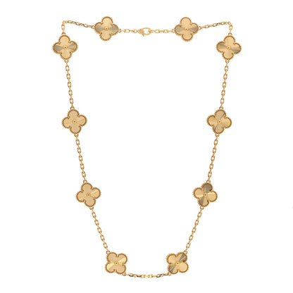 Van Cleef & Arpels 18K Yellow Gold 10 Motifs Guilloche Vintage Alhambra Necklace 3 of 7