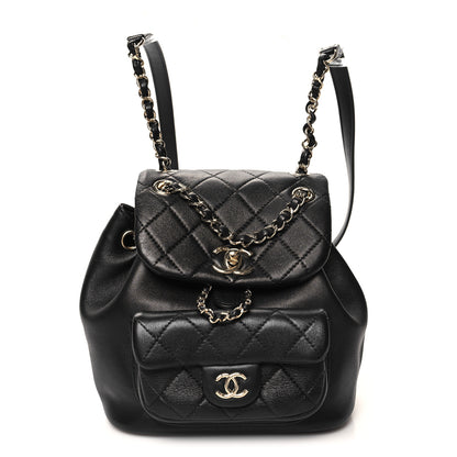 Chanel Lambskin Quilted Small Duma Drawstring Backpack Black 1 of 10