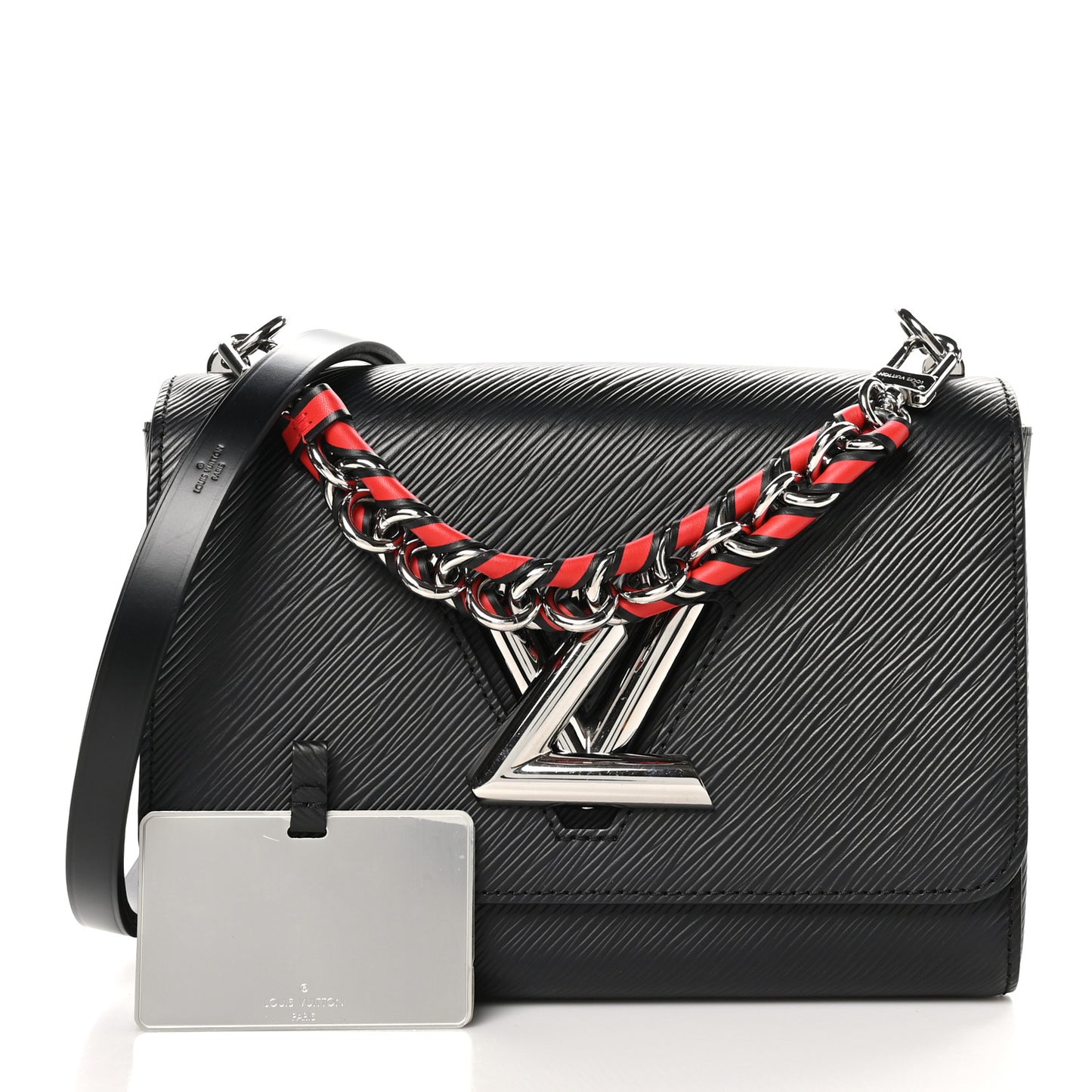 Epi Twist Braided Strap Shoulder Bag MM Black Red