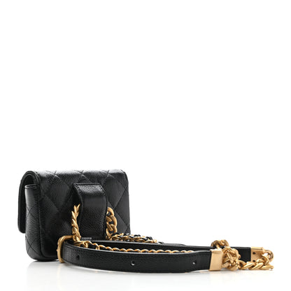 Chanel Shiny Caviar Quilted Chain Melody Belt Bag Black 3 of 10